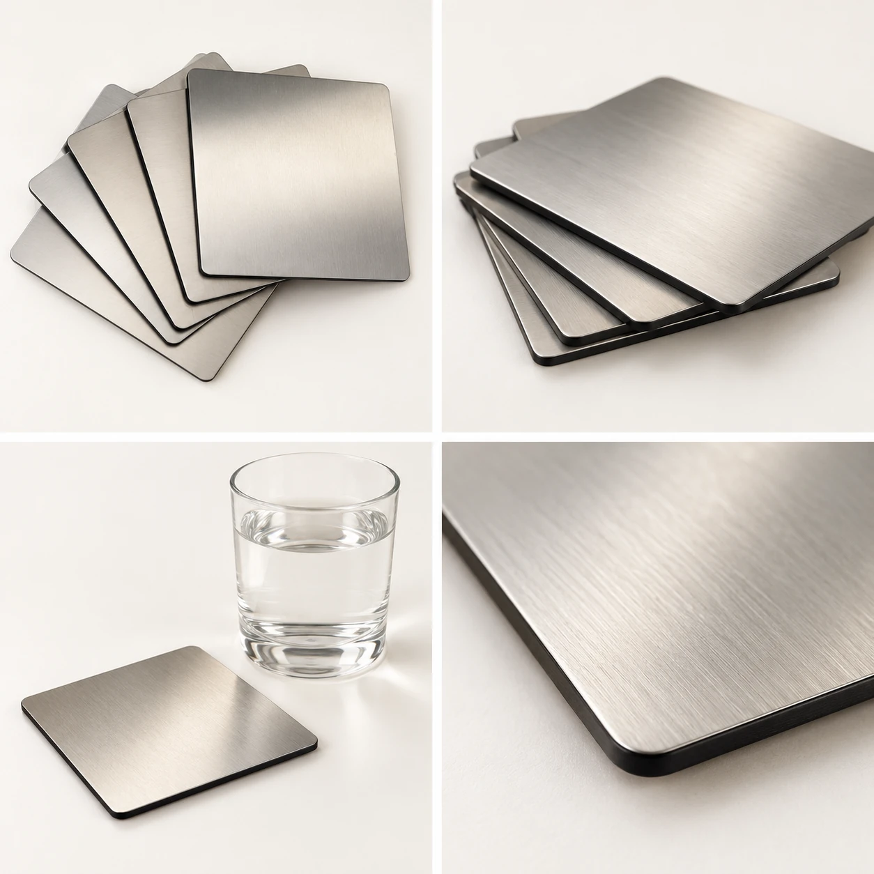 Brushed Steel Square Coaster